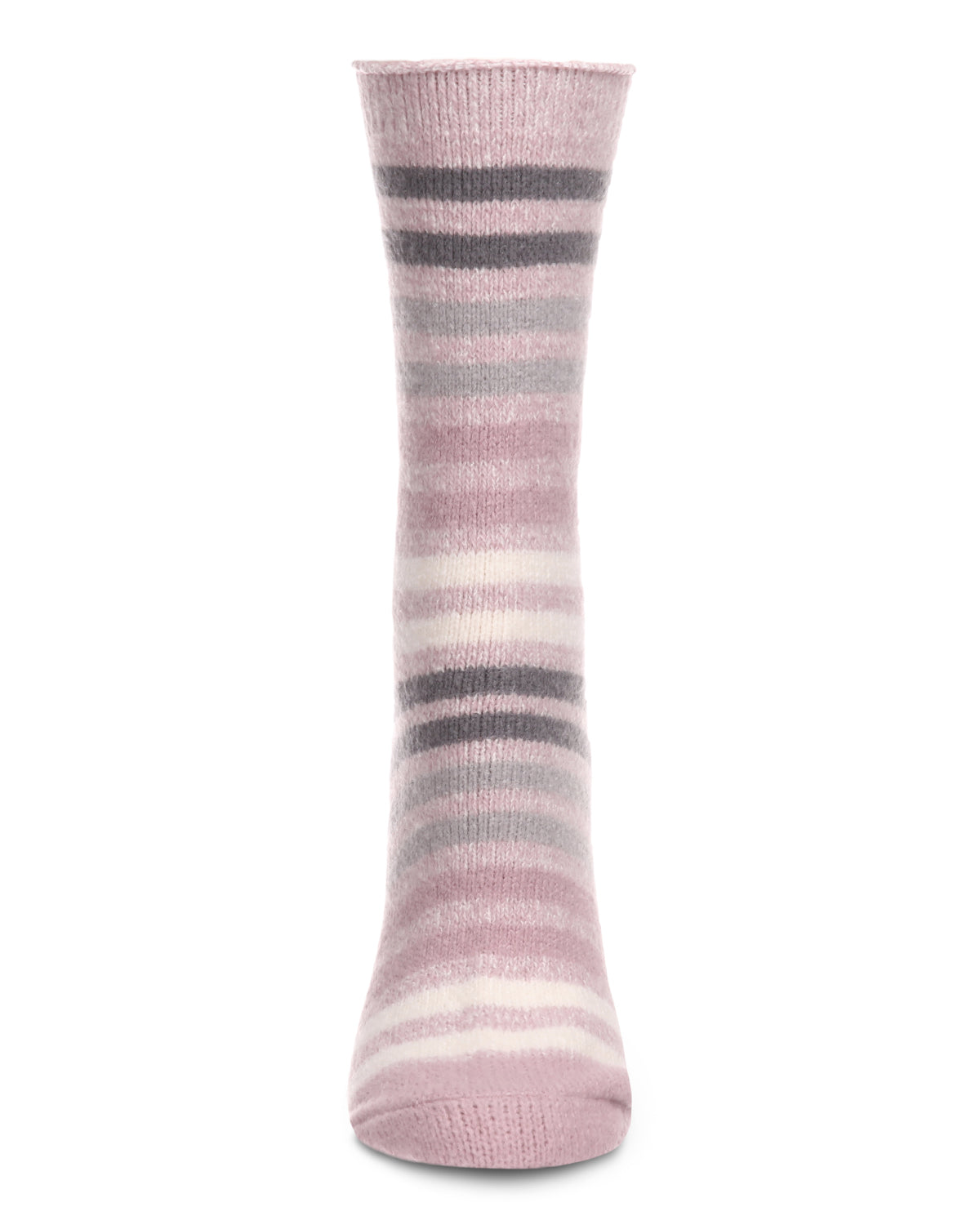 Women's Multicolor Stripe Buttersoft Cozy Crew Socks : Color: Violet