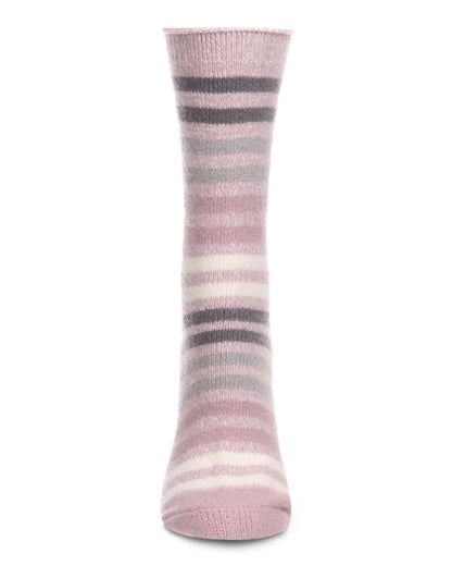 Women's Multicolor Stripe Buttersoft Cozy Crew Socks : Color: Violet