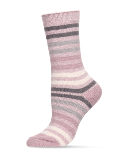 Women's Multicolor Stripe Buttersoft Cozy Crew Socks : Color: Violet