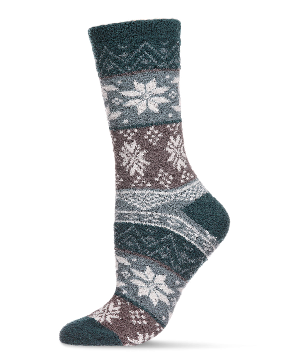 Women's Snowflake Fairisle Super Soft Cozy Crew Socks : Color: Dusty Teal