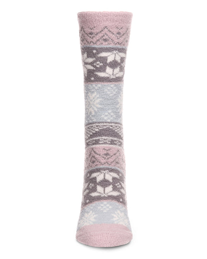 Women's Snowflake Fairisle Super Soft Cozy Crew Socks : Color: Violet