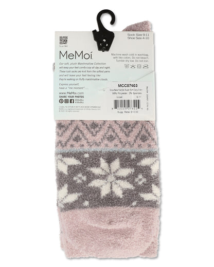 Women's Snowflake Fairisle Super Soft Cozy Crew Socks : Color: Violet