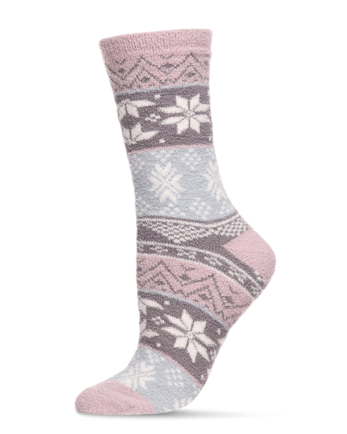 Women's Snowflake Fairisle Super Soft Cozy Crew Socks : Color: Violet