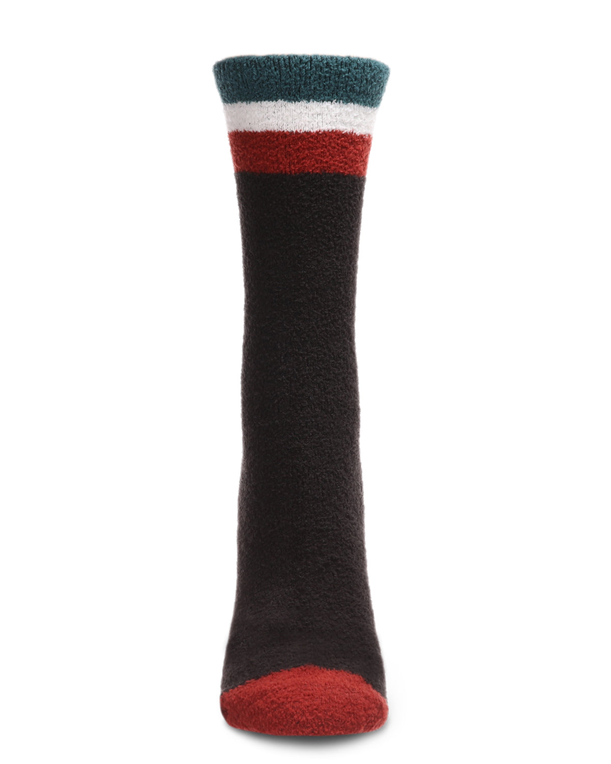 Women's Solid Retro Stripe Super Soft Cozy Crew Socks : Color: Black