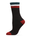 Women's Solid Retro Stripe Super Soft Cozy Crew Socks : Color: Black