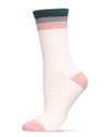 Women's Solid Retro Stripe Super Soft Cozy Crew Socks : Color: Ivory