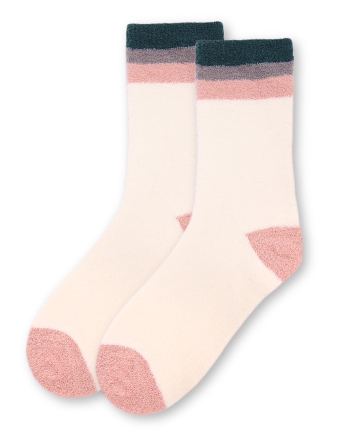 Women's Solid Retro Stripe Super Soft Cozy Crew Socks : Color: Black