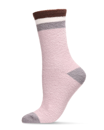Women's Solid Retro Stripe Super Soft Cozy Crew Socks : Color: Violet