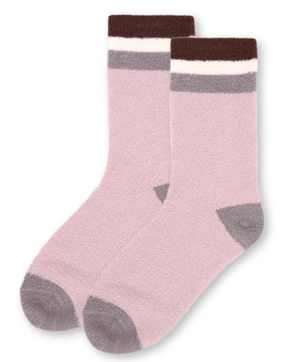 Women's Solid Retro Stripe Super Soft Cozy Crew Socks : Color: Black