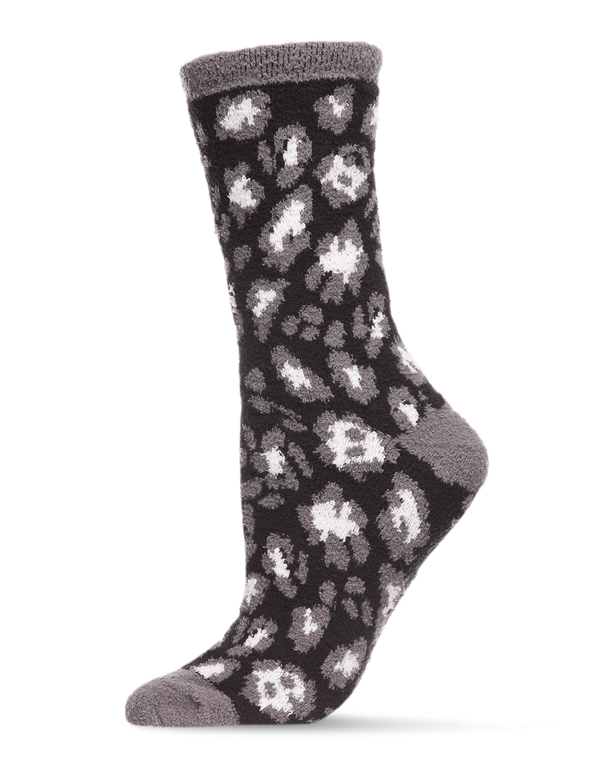 Women's Leopard Super Soft Cozy Crew Socks : Color: Black
