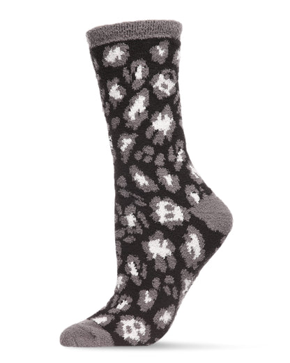 Women's Leopard Super Soft Cozy Crew Socks : Color: Black