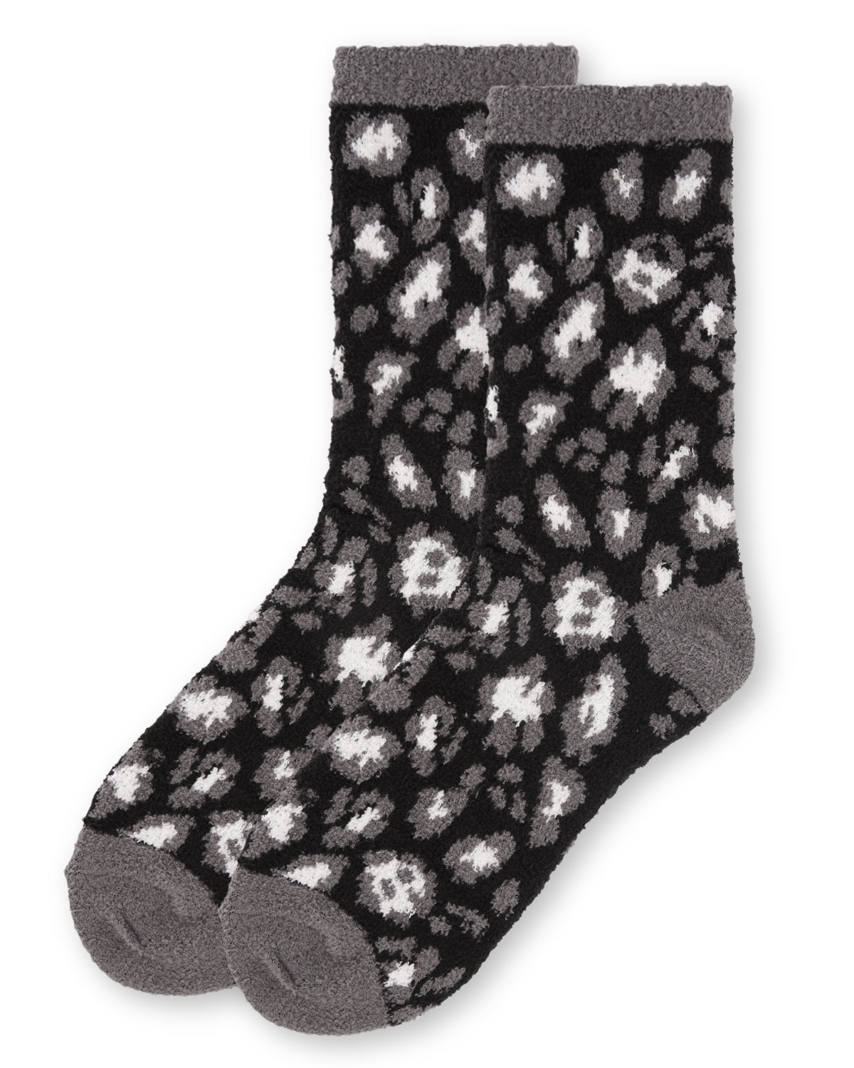 Women's Leopard Super Soft Cozy Crew Socks : Color: Black