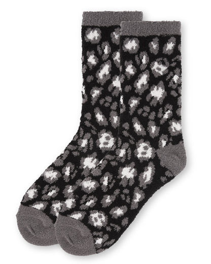 Women's Leopard Super Soft Cozy Crew Socks : Color: Black