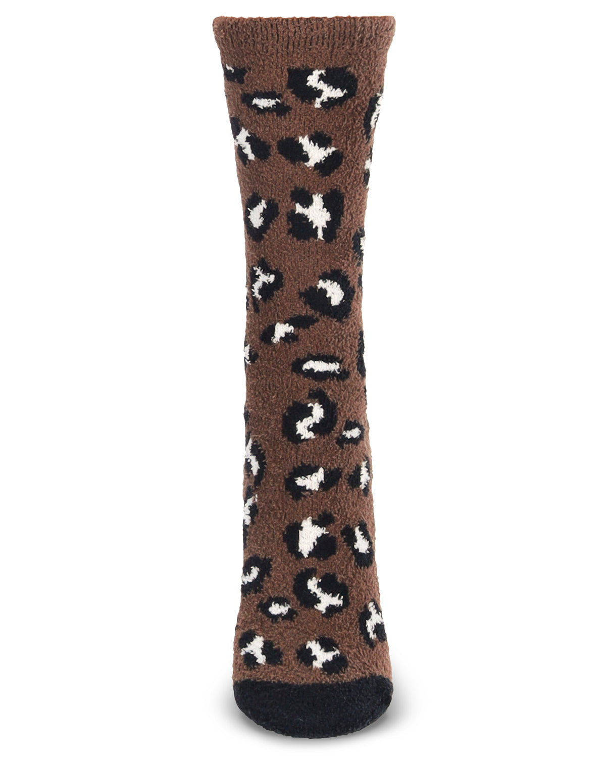 Women's Leopard Super Soft Cozy Crew Socks : Color: Black