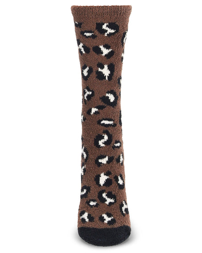 Women's Leopard Super Soft Cozy Crew Socks : Color: Black