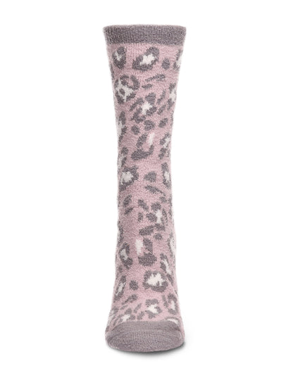 Women's Leopard Super Soft Cozy Crew Socks : Color: Black
