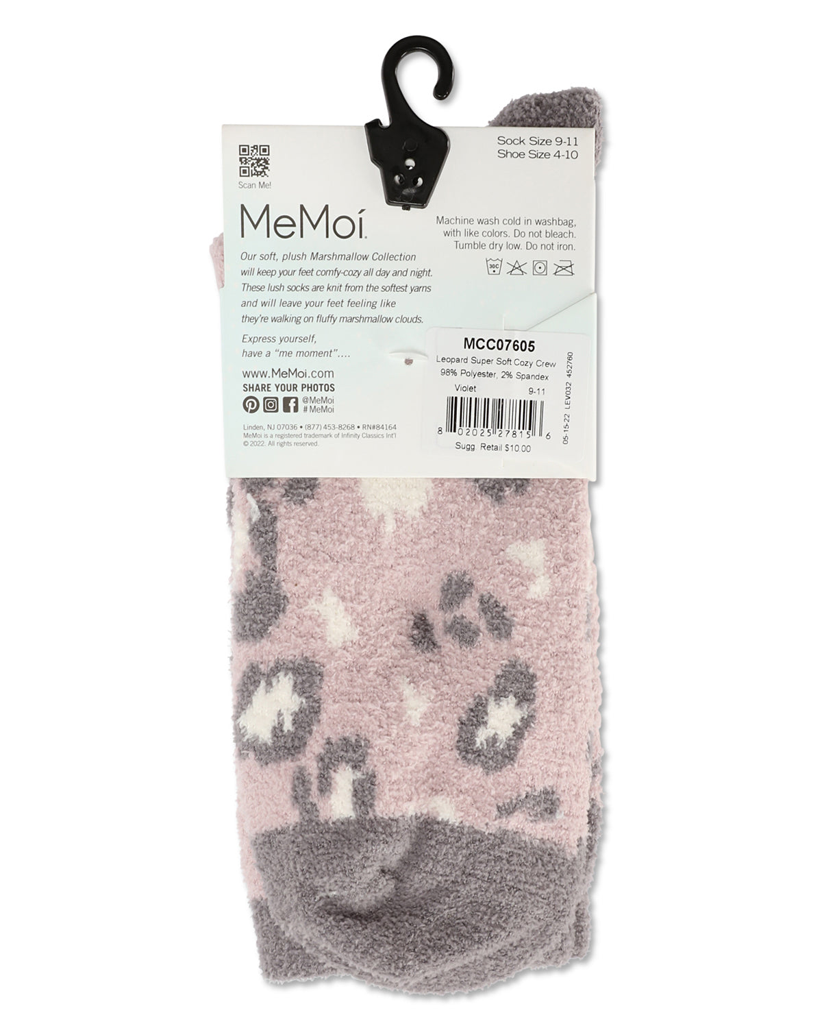 Women's Leopard Super Soft Cozy Crew Socks : Color: Black