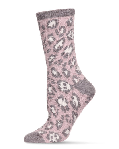 Women's Leopard Super Soft Cozy Crew Socks : Color: Violet