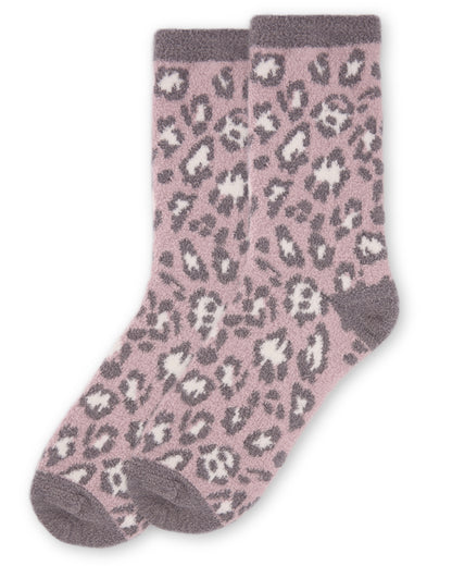 Women's Leopard Super Soft Cozy Crew Socks : Color: Black