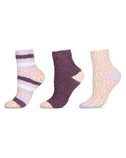 3 Pairs Women's Ombre Stripe Fuzzy Cozy Crew Socks