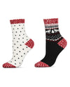 Women's 2 Pair Pack Fairisle Border Cloud Soft Crew Socks : Color: Ivory