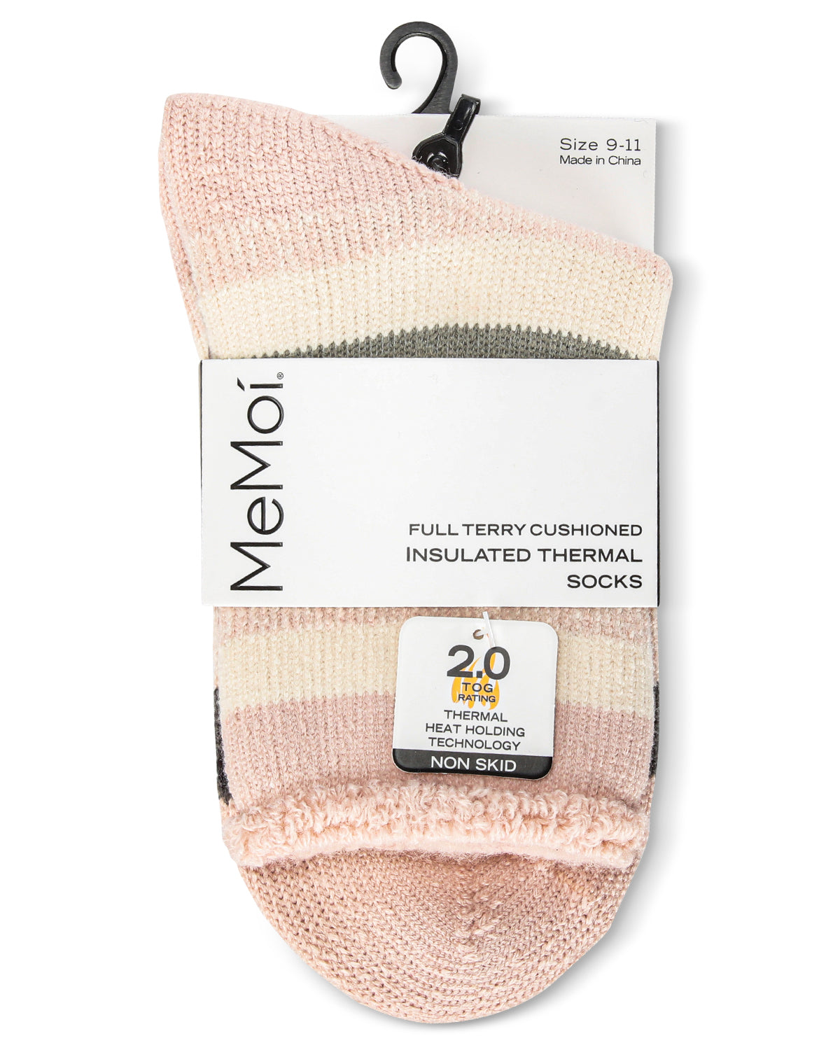 Women's Stripe Cozy Warm Thermal Crew Socks : Color: Ivory