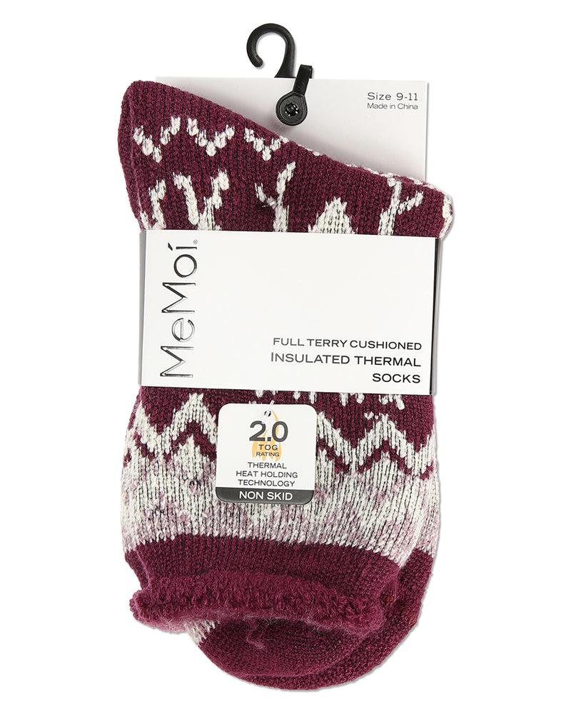 Women's Reindeer Flake Cozy Warm Thermal Crew Socks