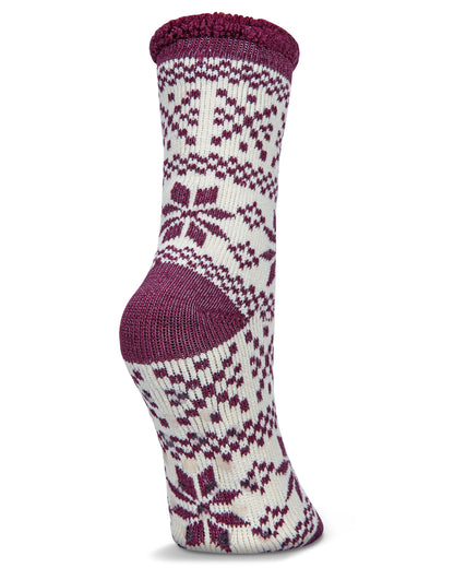 Women's Snowflake Fairisle Cozy Warm Thermal Crew Socks : Color: Mauve