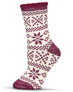 Women's Snowflake Fairisle Cozy Warm Thermal Crew Socks