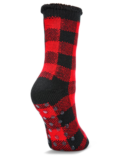 Women's Buffalo Plaid Cozy Warm Thermal Crew Socks : Color: Black