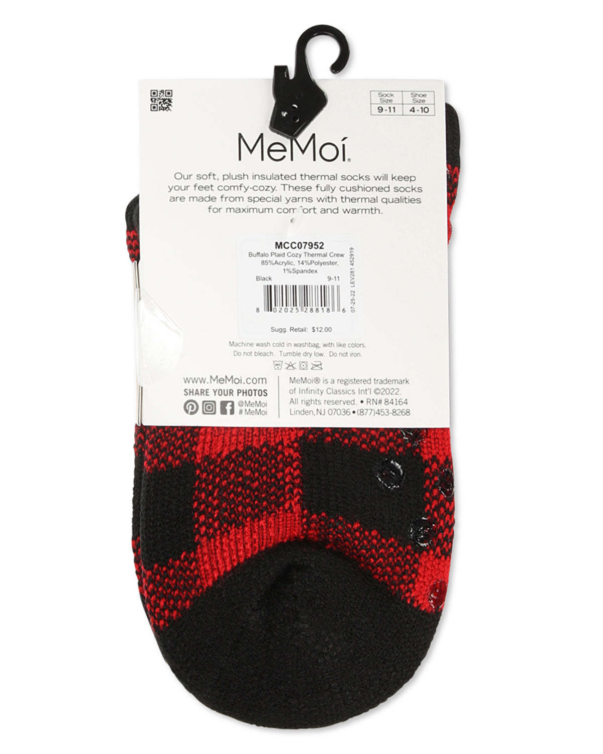 Women's Buffalo Plaid Cozy Warm Thermal Crew Socks : Color: Black