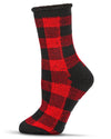 Women's Buffalo Plaid Cozy Warm Thermal Crew Socks : Color: Black