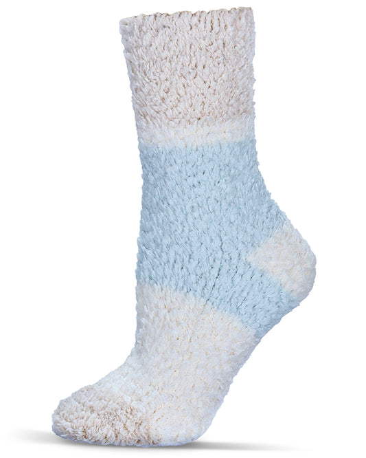 Women's Colorblock Teddy Bear Plush Crew Socks : Color: Ivory