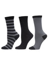 Women's 3 Pair Pack Marled Stripe Buttersoft Crew Socks : Color: Black