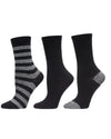 Women's 3 Pair Pack Marled Stripe Buttersoft Crew Socks : Color: Black Marled