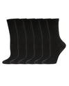 Women's 6 Pair Pack Basic Solid Soft Flat Knit Crew Socks : Color: Black