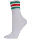Women's Sheer Multicolor Striped Cuff Crew Sock : Color: White