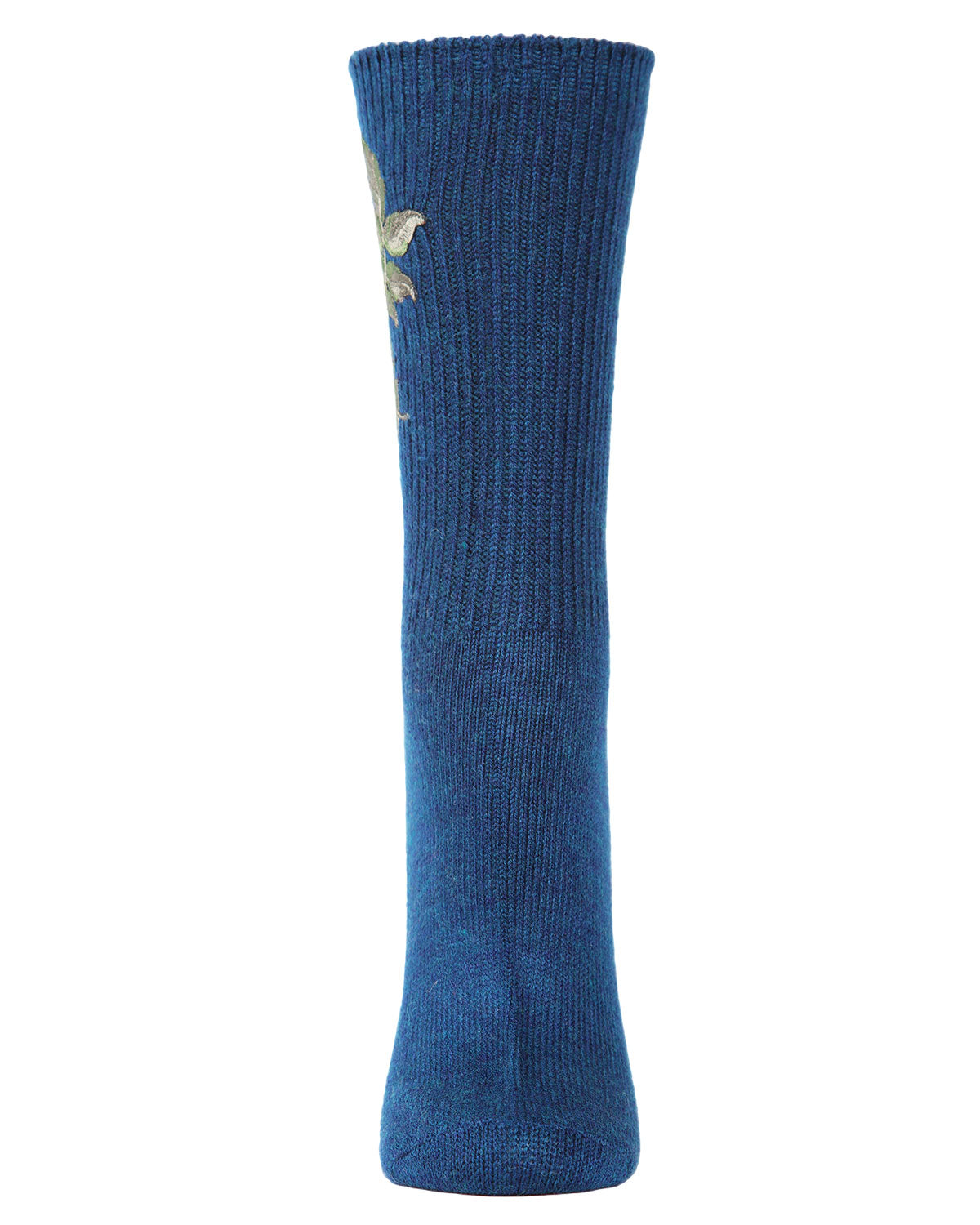 Women's Embroidered Berry Leaf Vintage Style Crew Socks : Color: Teal