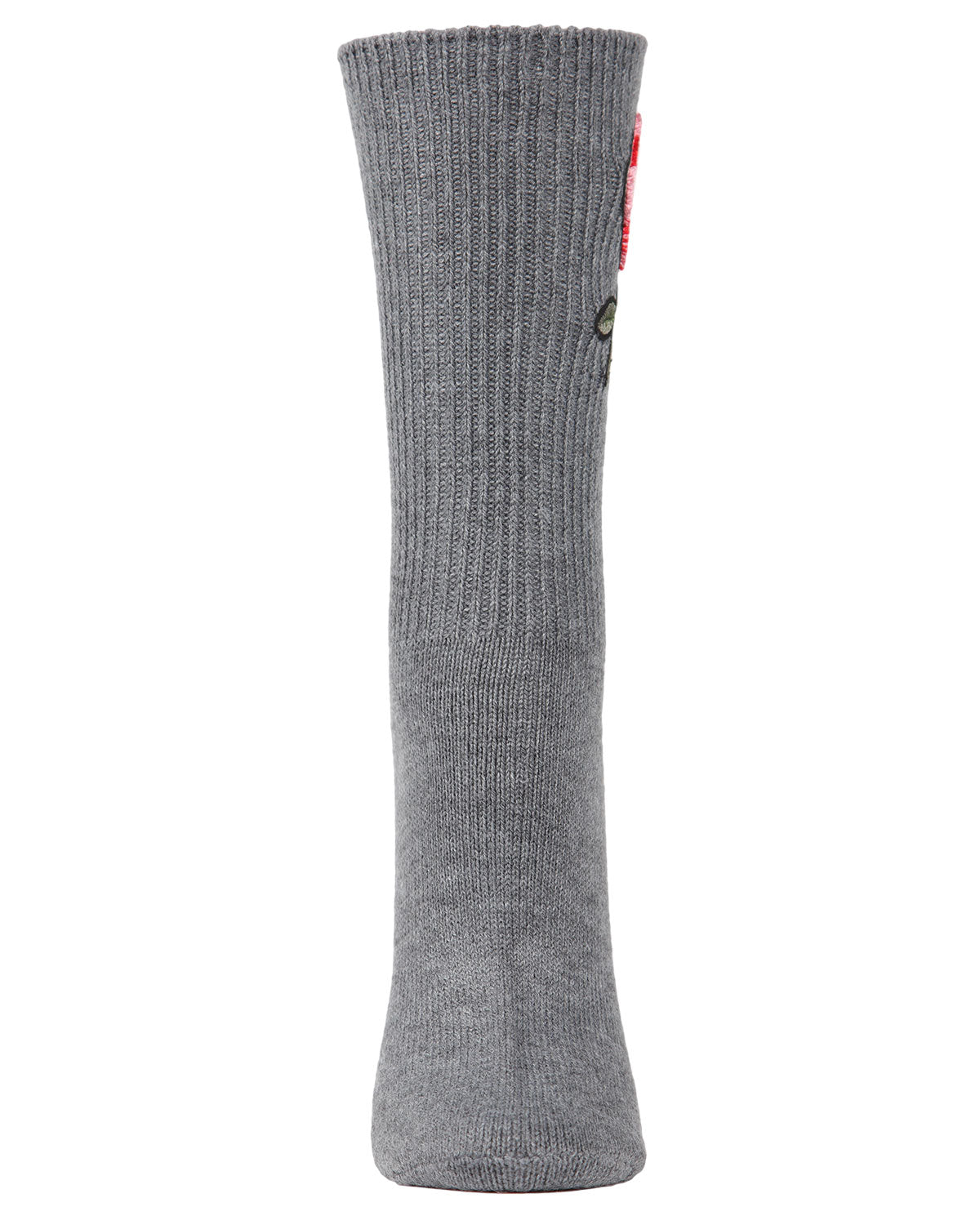 Women's Embroidered Rose Path Vintage Style Crew Socks : Color: Gray Heather