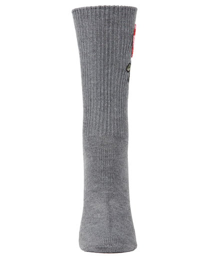 Women's Embroidered Rose Path Vintage Style Crew Socks : Color: Gray Heather