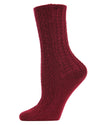 Women's Classic Cable Knit Vintage Style Crew Socks : Color: Burgundy