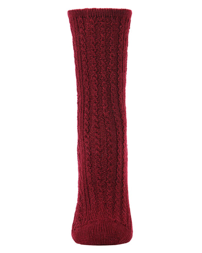 Women's Classic Cable Knit Vintage Style Crew Socks : Color: Gray Heather