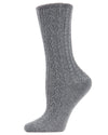 Women's Classic Cable Knit Vintage Style Crew Socks : Color: Gray Heather