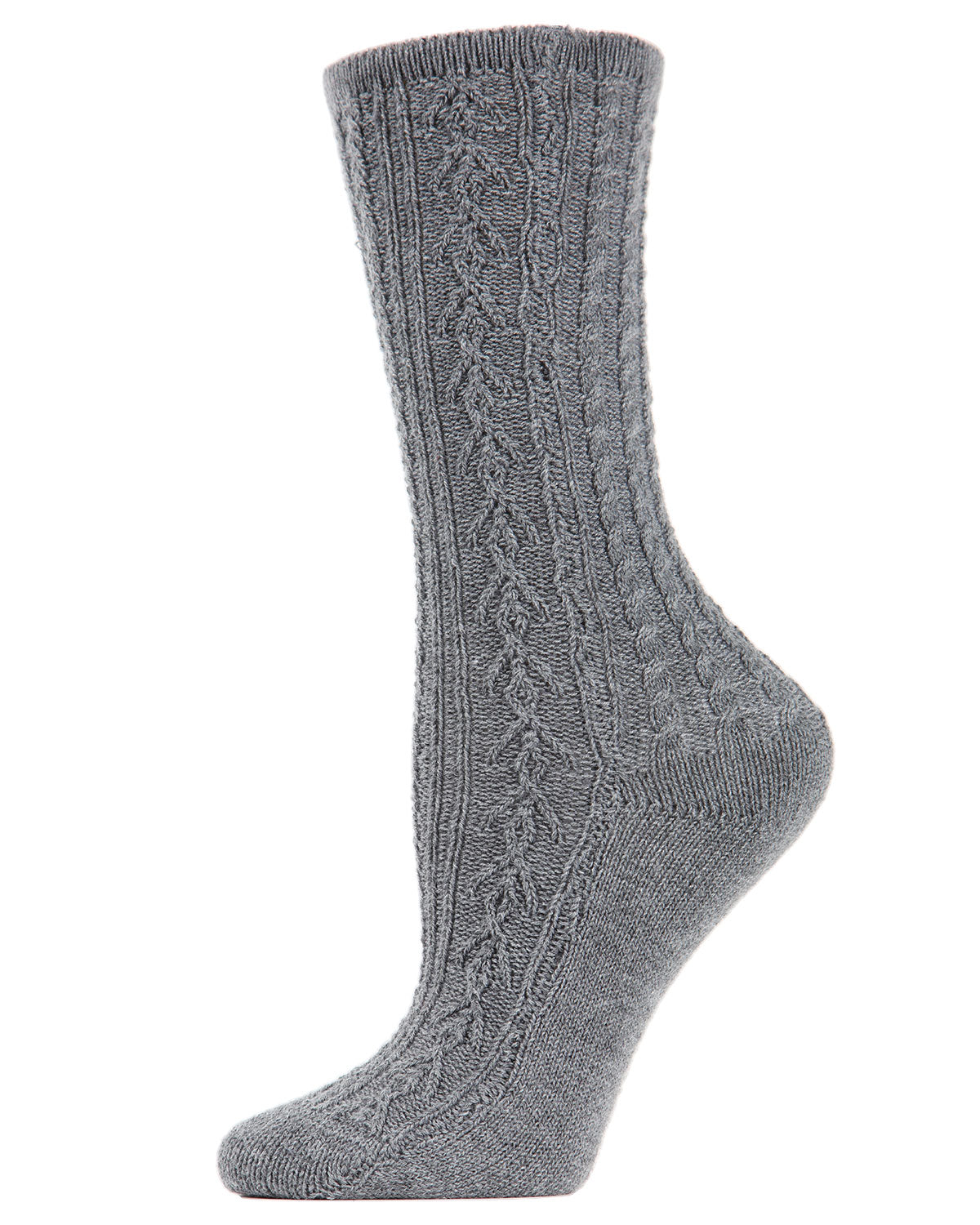 Women's Classic Cable Knit Vintage Style Crew Socks : Color: Gray Heather