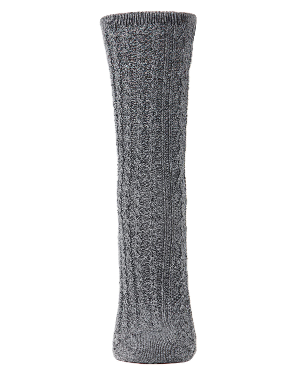 Women's Classic Cable Knit Vintage Style Crew Socks : Color: Gray Heather