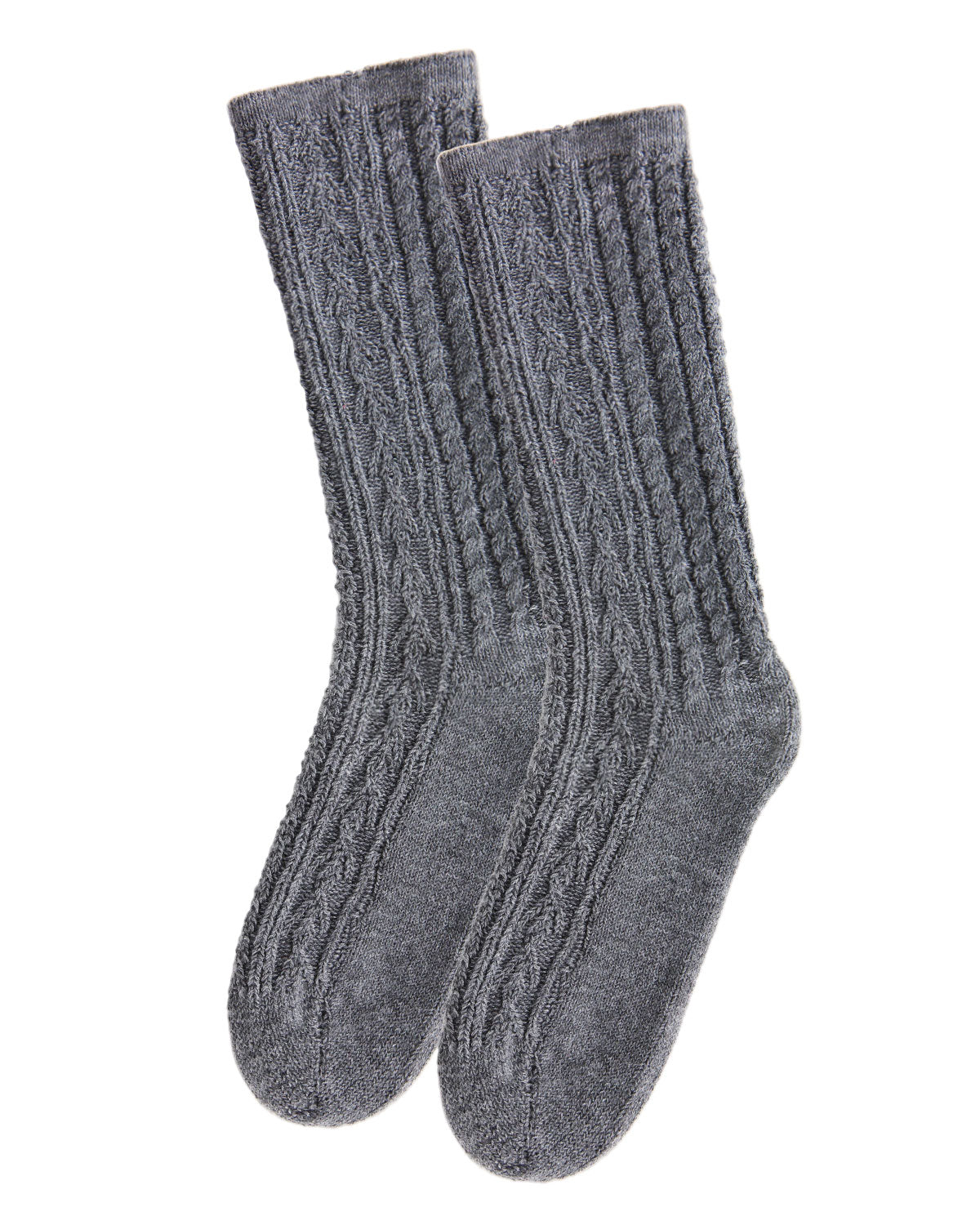 Women's Classic Cable Knit Vintage Style Crew Socks : Color: Gray Heather