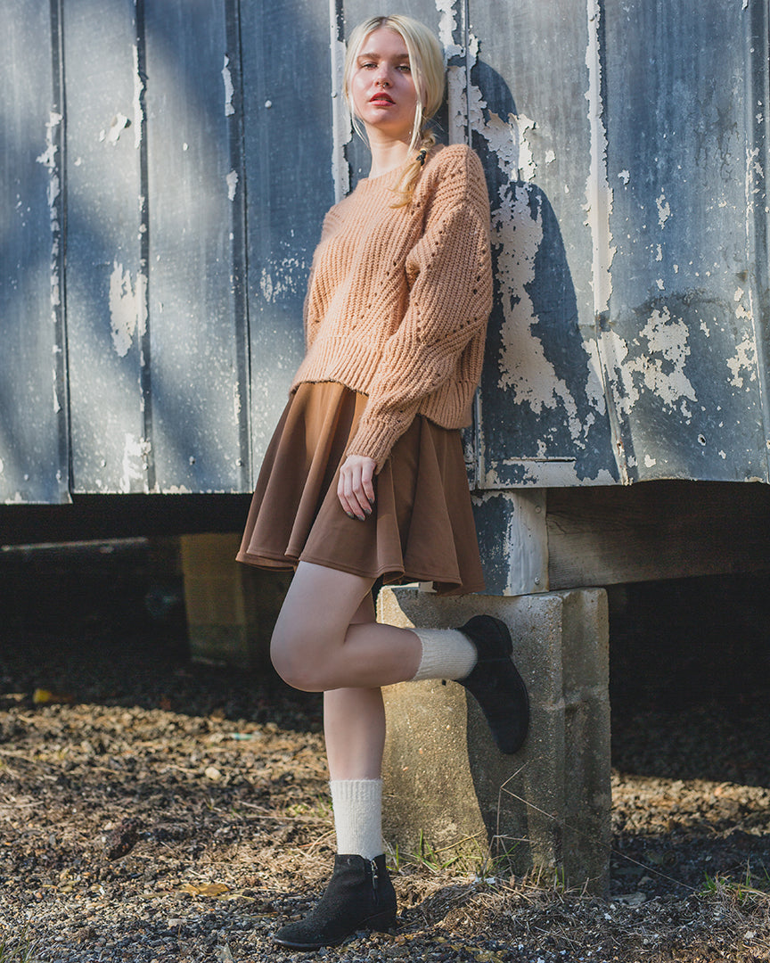 Women's Solid Plush Fuzzy Warm Crew Sock : Color: Ivory