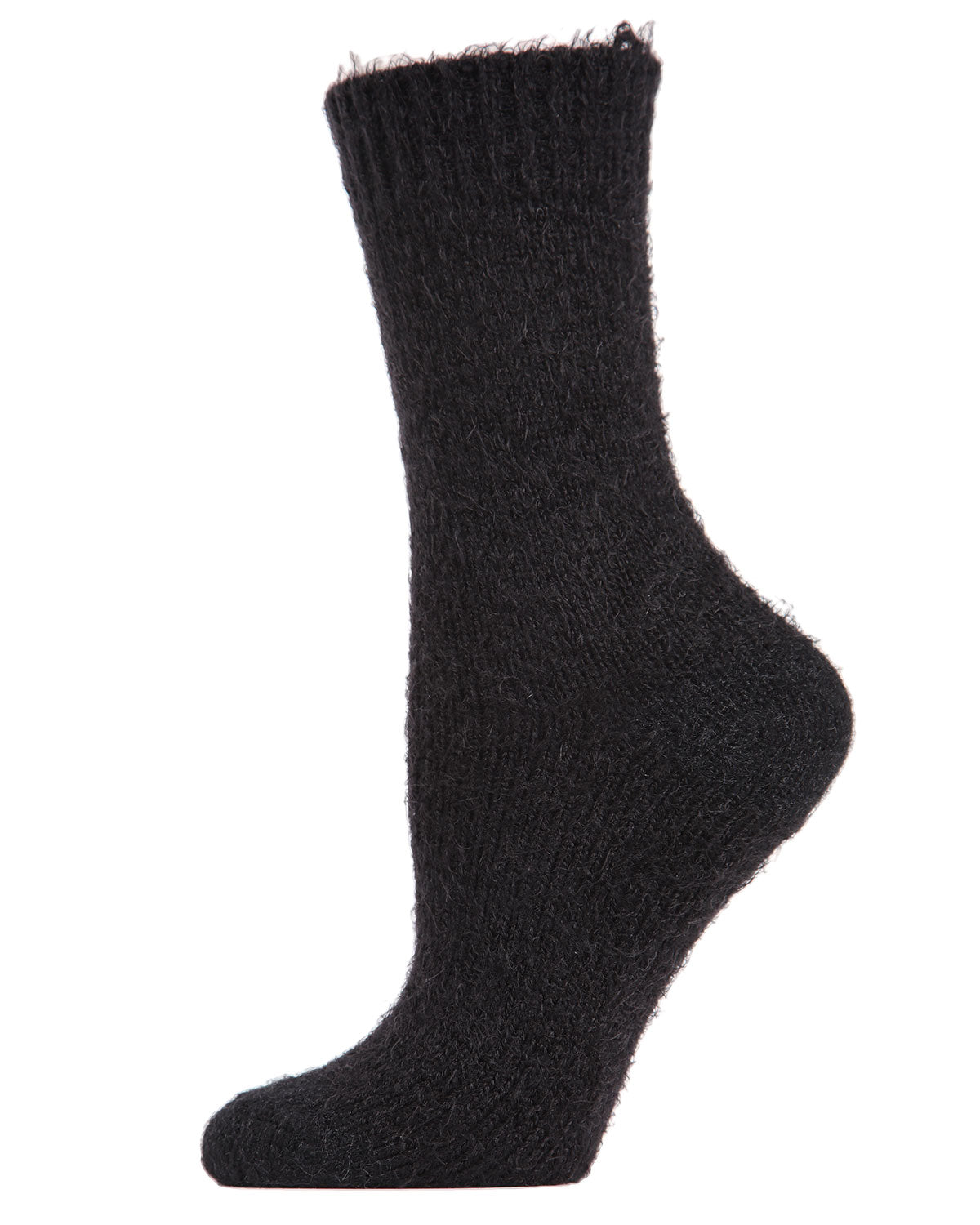 Women's Solid Plush Fuzzy Warm Crew Sock : Color: Black