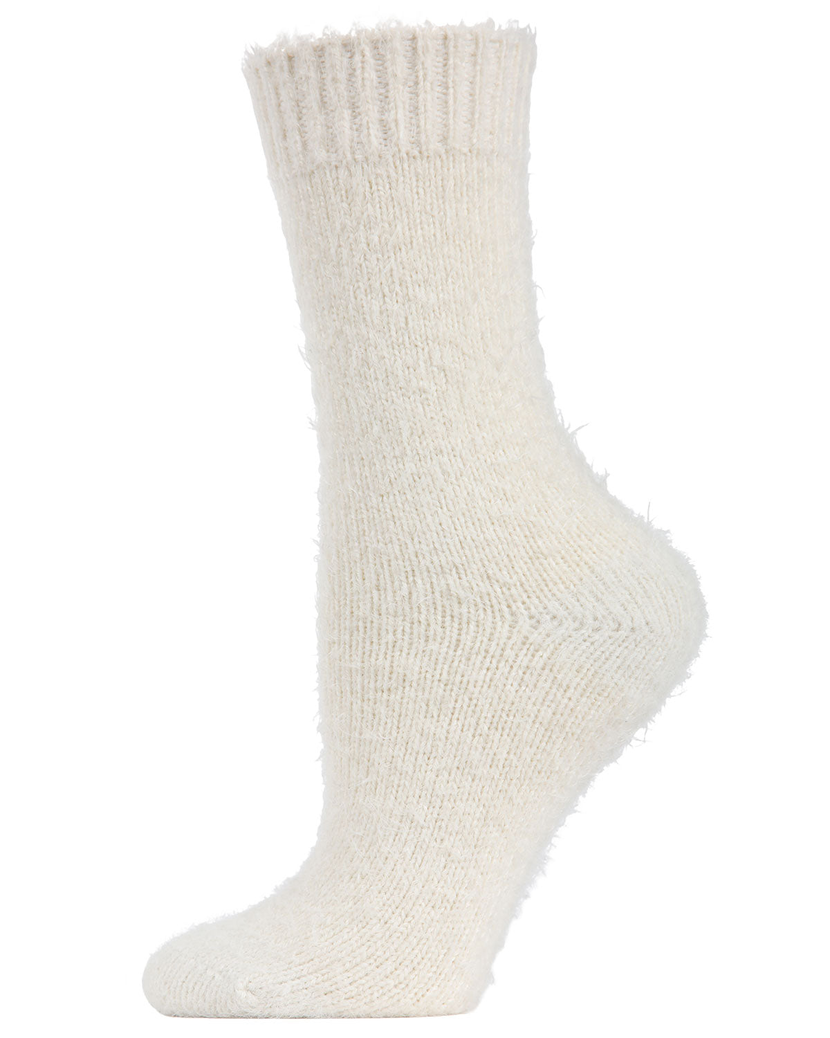 Women's Solid Plush Fuzzy Warm Crew Sock : Color: Ivory