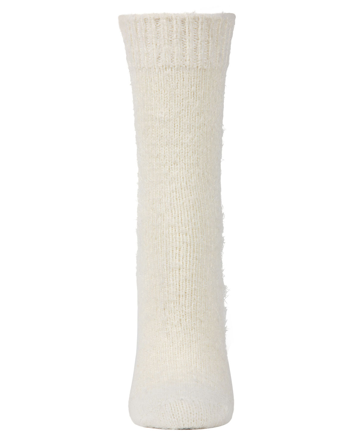 Women's Solid Plush Fuzzy Warm Crew Sock : Color: Ivory